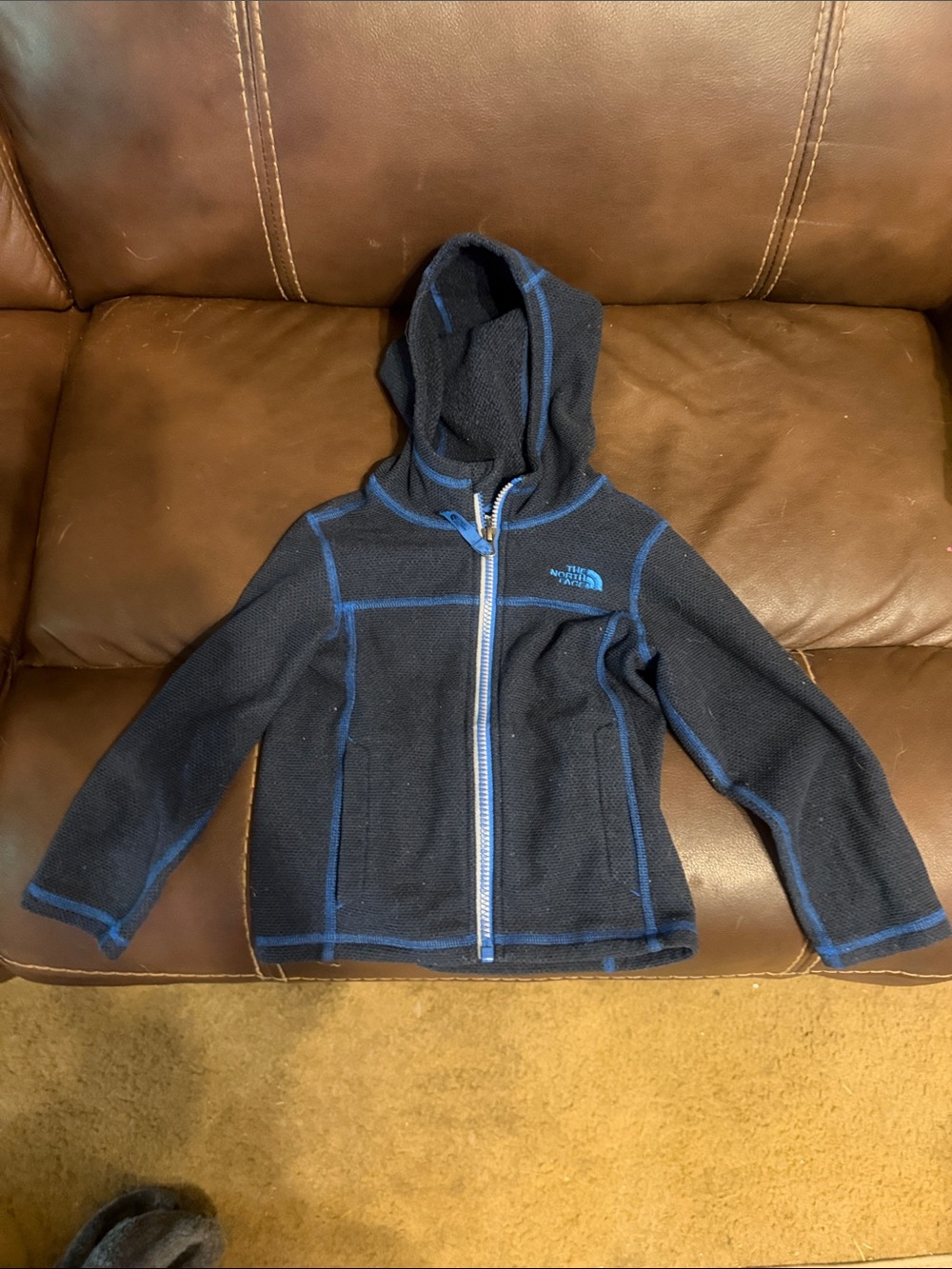 The North Face Kids Navy Hoodie with Blue Contrast Stitching